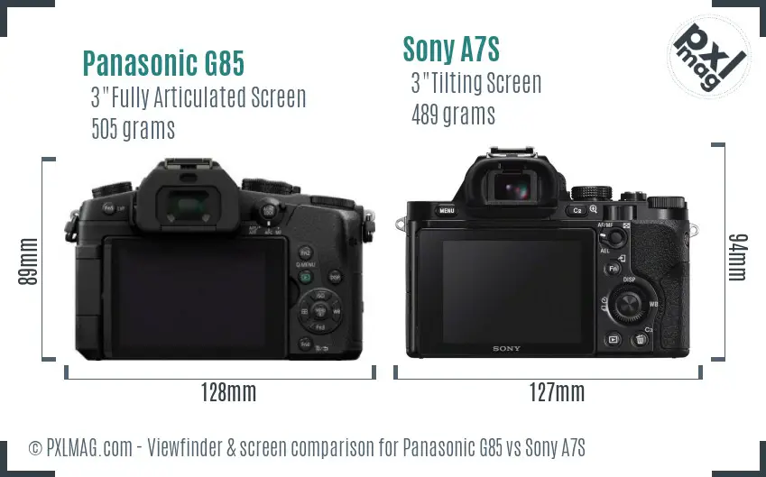 Panasonic G85 vs Sony A7S Screen and Viewfinder comparison