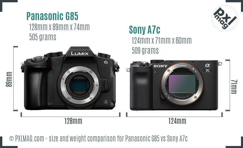 Panasonic G85 vs Sony A7c size comparison