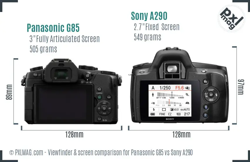 Panasonic G85 vs Sony A290 Screen and Viewfinder comparison Panasonic G85 vs Sony A290 Screen and Viewfinder comparison