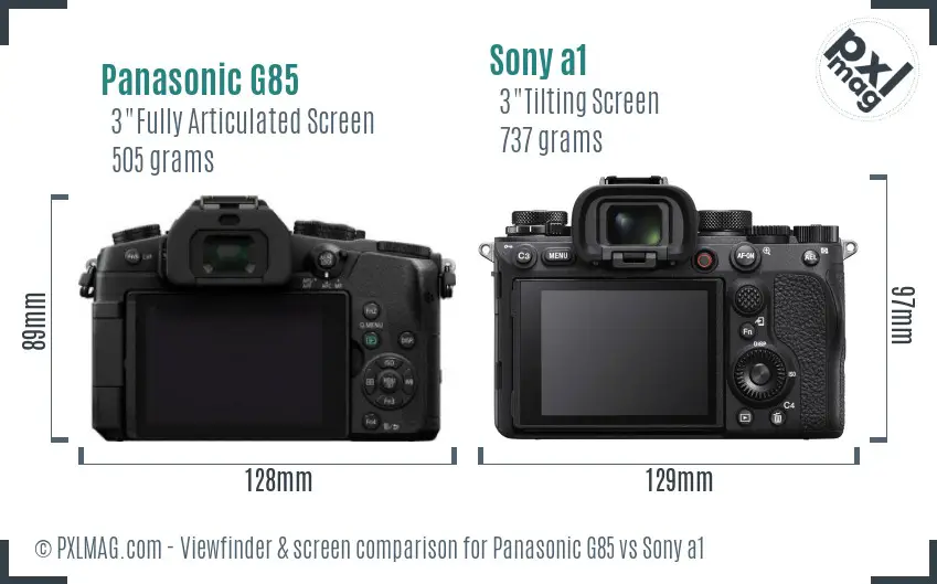 Panasonic G85 vs Sony a1 Screen and Viewfinder comparison