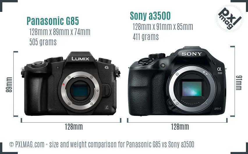 Panasonic G85 vs Sony a3500 size comparison