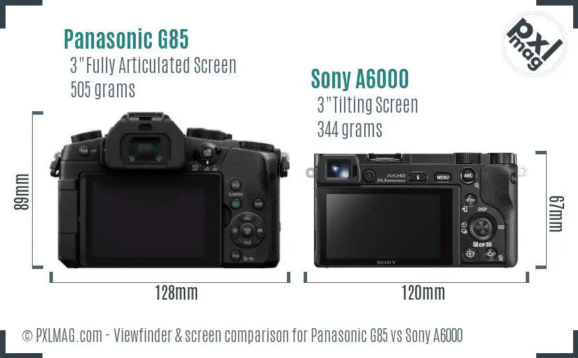 Panasonic G85 vs Sony A6000 Screen and Viewfinder comparison