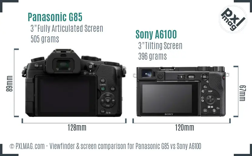 Panasonic G85 vs Sony A6100 Screen and Viewfinder comparison