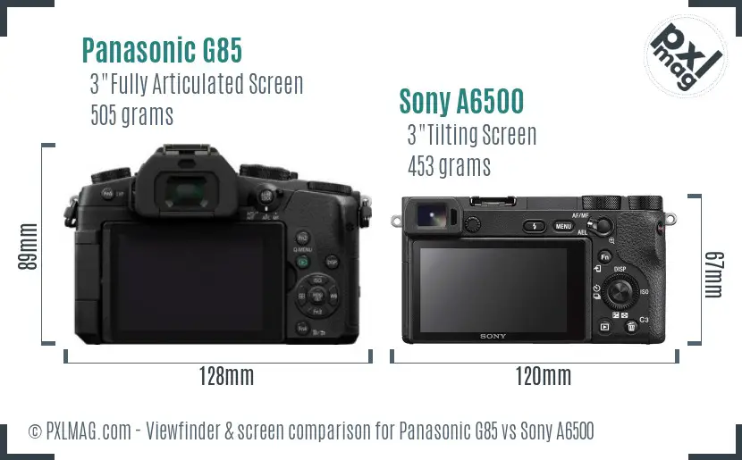 Panasonic G85 vs Sony A6500 Screen and Viewfinder comparison