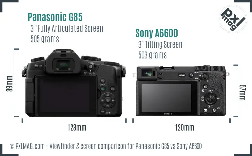 Panasonic G85 vs Sony A6600 Screen and Viewfinder comparison