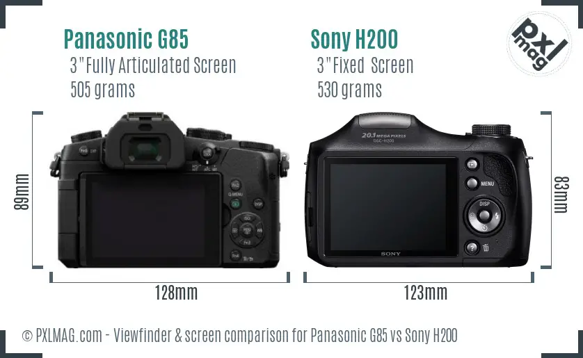 Panasonic G85 vs Sony H200 Screen and Viewfinder comparison