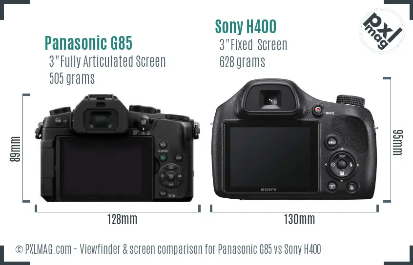 Panasonic G85 vs Sony H400 Screen and Viewfinder comparison