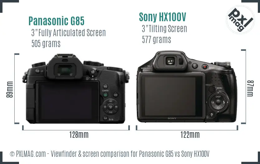 Panasonic G85 vs Sony HX100V Screen and Viewfinder comparison Panasonic G85 vs Sony HX100V Screen and Viewfinder comparison