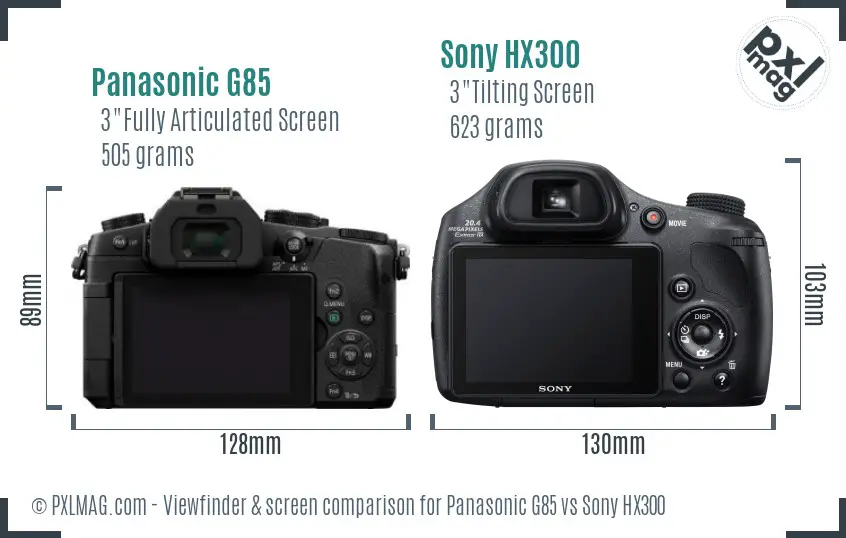 Panasonic G85 vs Sony HX300 Screen and Viewfinder comparison