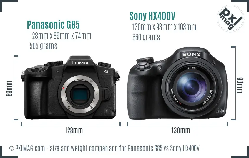 Panasonic G85 vs Sony HX400V size comparison Panasonic G85 vs Sony HX400V size comparison