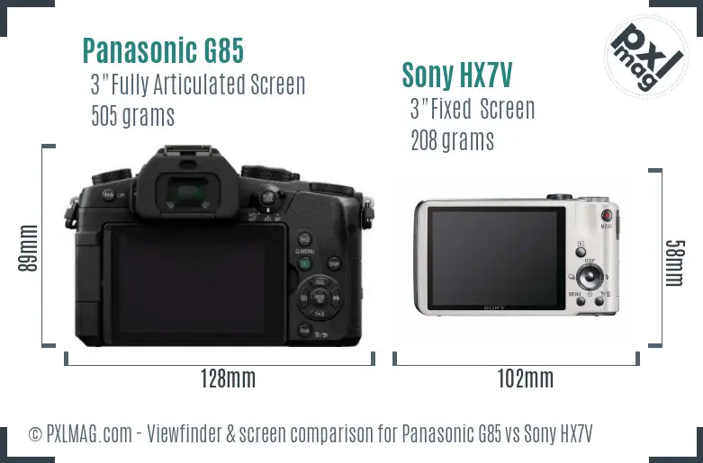Panasonic G85 vs Sony HX7V Screen and Viewfinder comparison