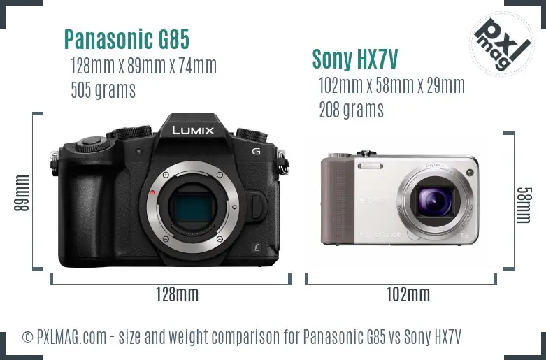 Panasonic G85 vs Sony HX7V size comparison
