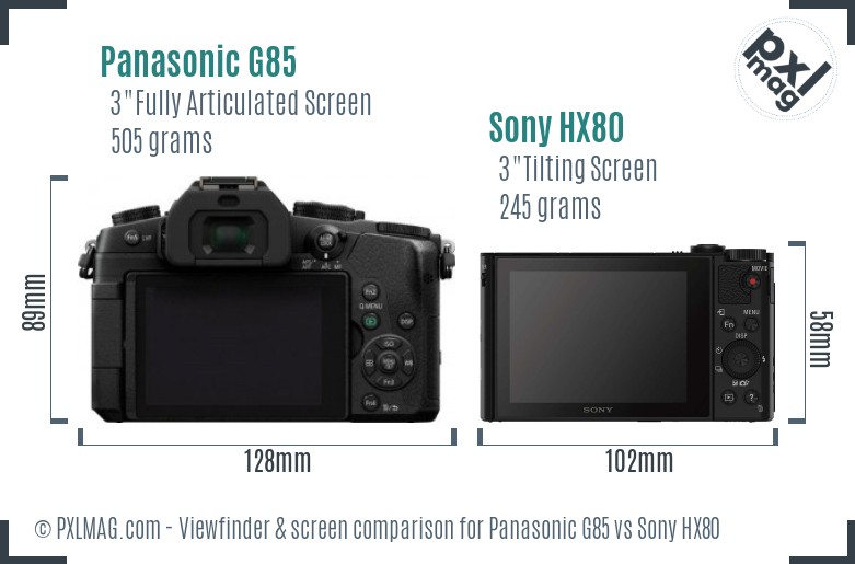 Panasonic G85 vs Sony HX80 Screen and Viewfinder comparison