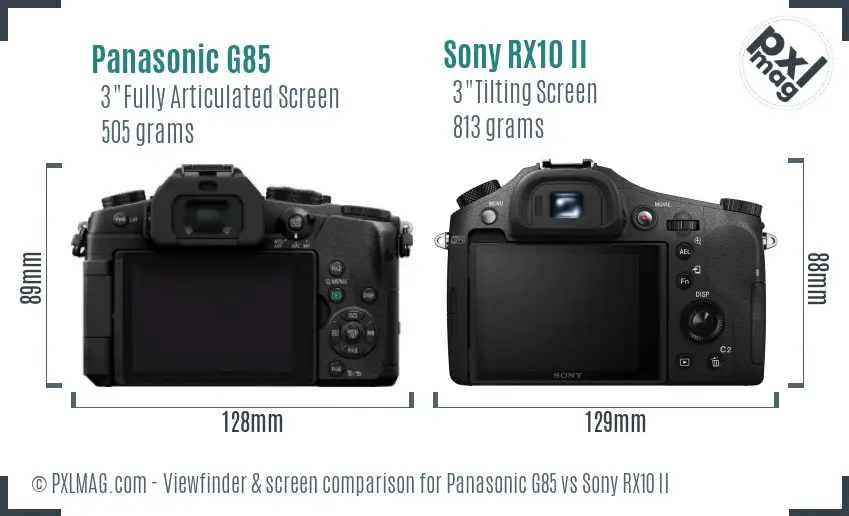 Panasonic G85 vs Sony RX10 II Screen and Viewfinder comparison