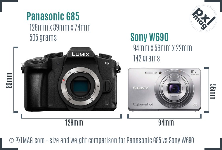 Panasonic G85 vs Sony W690 size comparison Panasonic G85 vs Sony W690 size comparison