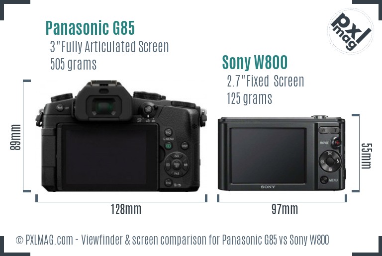 Panasonic G85 vs Sony W800 Screen and Viewfinder comparison