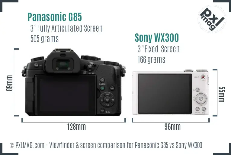 Panasonic G85 vs Sony WX300 Screen and Viewfinder comparison Panasonic G85 vs Sony WX300 Screen and Viewfinder comparison