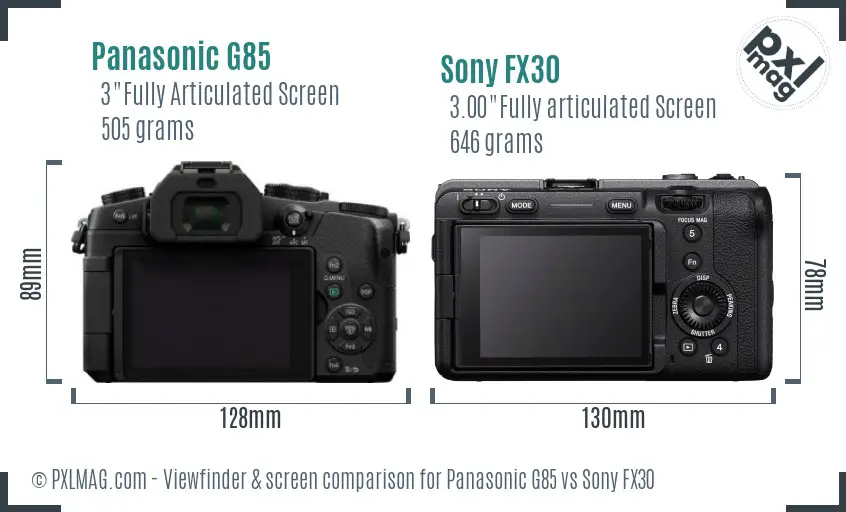 Panasonic G85 vs Sony FX30 Screen and Viewfinder comparison Panasonic G85 vs Sony FX30 Screen and Viewfinder comparison
