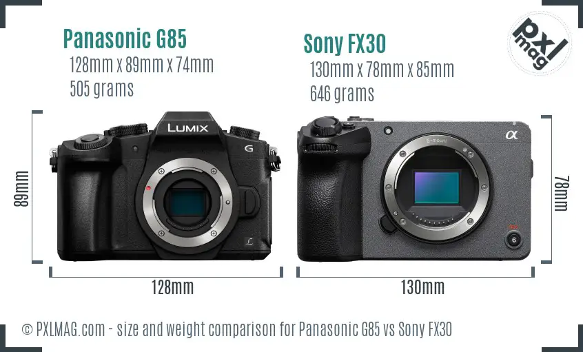 Panasonic G85 vs Sony FX30 size comparison Panasonic G85 vs Sony FX30 size comparison