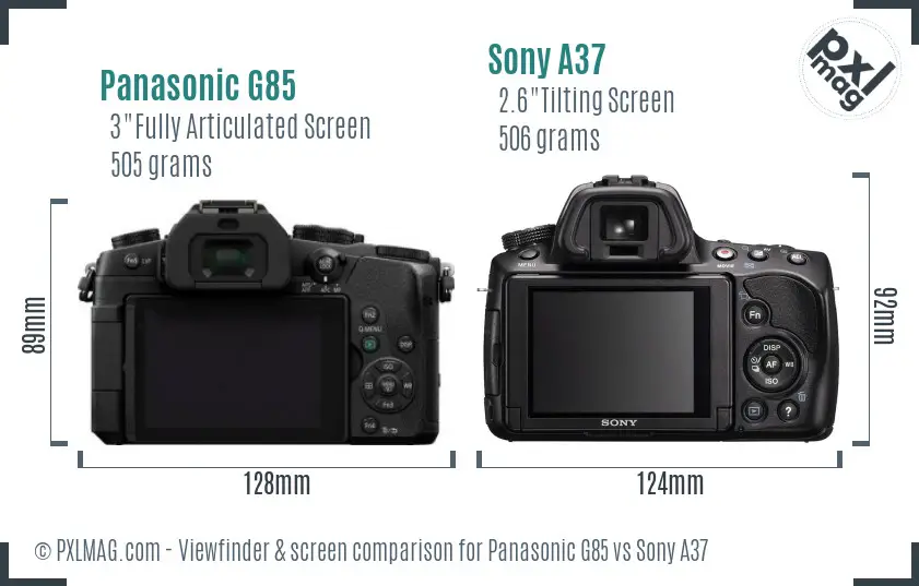 Panasonic G85 vs Sony A37 Screen and Viewfinder comparison