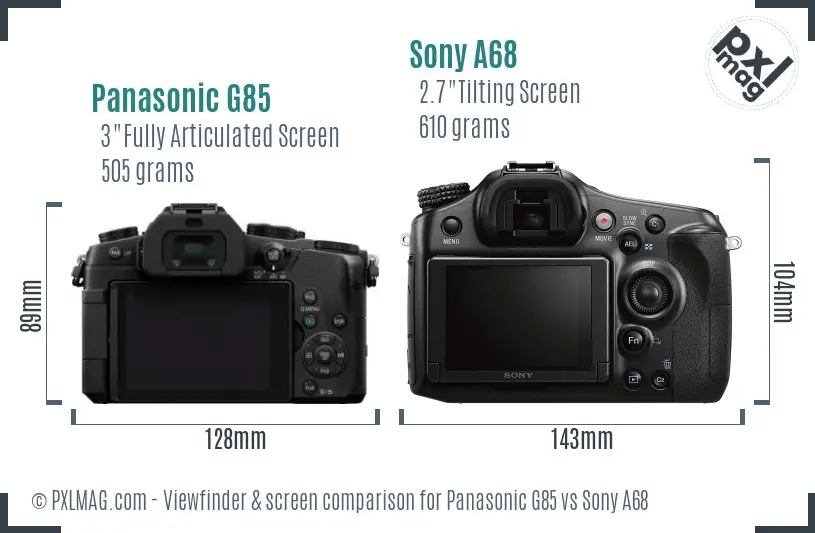 Panasonic G85 vs Sony A68 Screen and Viewfinder comparison