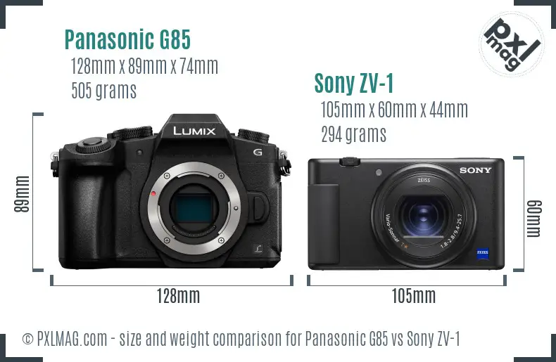 Panasonic G85 vs Sony ZV-1 size comparison Panasonic G85 vs Sony ZV-1 size comparison