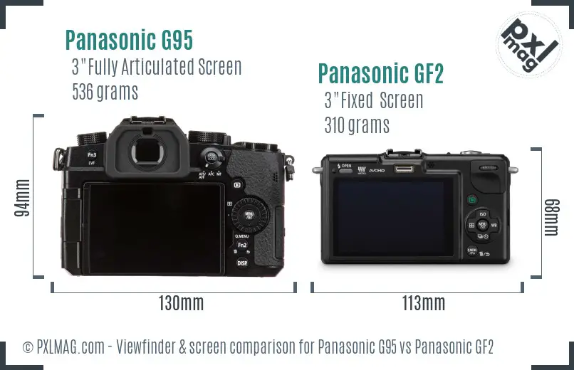 Panasonic G95 vs Panasonic GF2 Screen and Viewfinder comparison