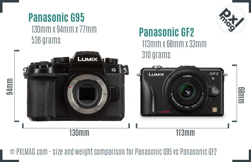 Panasonic G95 vs Panasonic GF2 size comparison