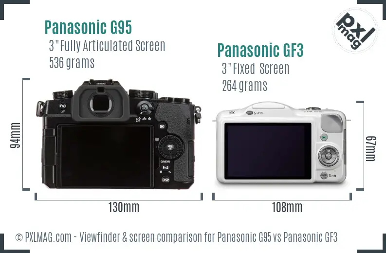 Panasonic G95 vs Panasonic GF3 Screen and Viewfinder comparison