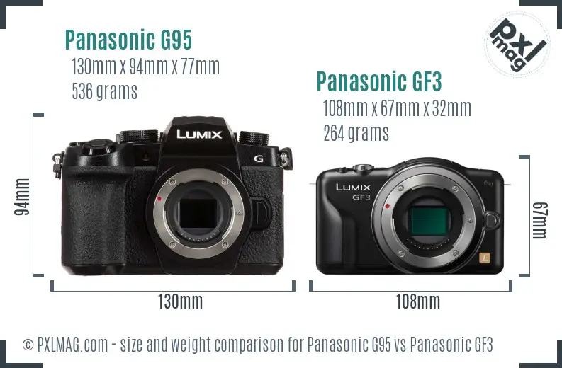 Panasonic G95 vs Panasonic GF3 size comparison