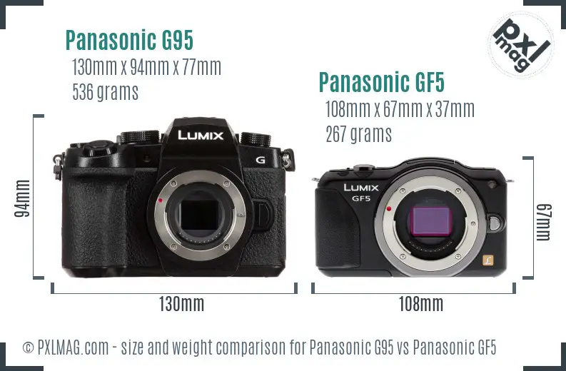 Panasonic G95 vs Panasonic GF5 size comparison