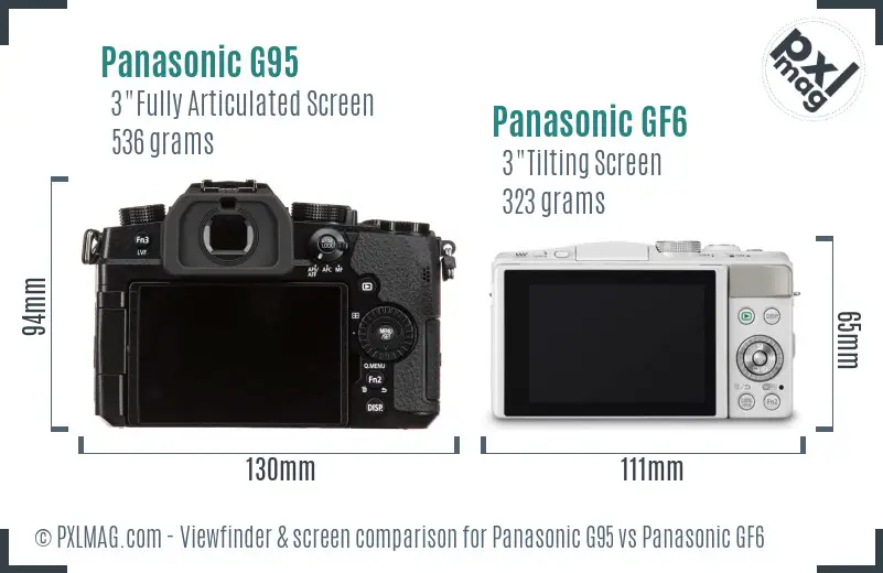 Panasonic G95 vs Panasonic GF6 Screen and Viewfinder comparison