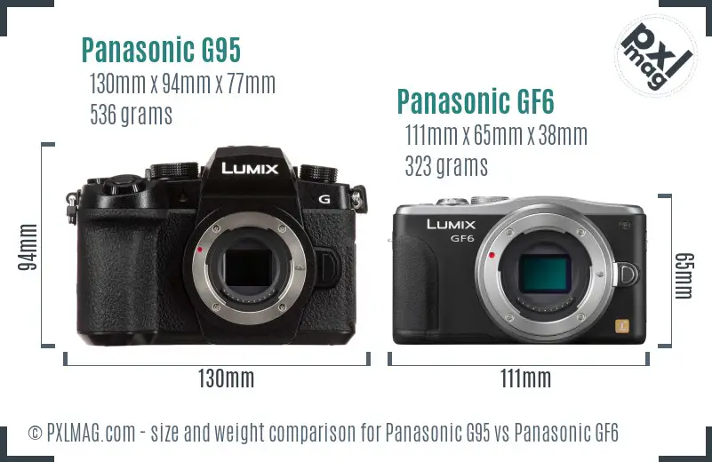 Panasonic G95 vs Panasonic GF6 size comparison