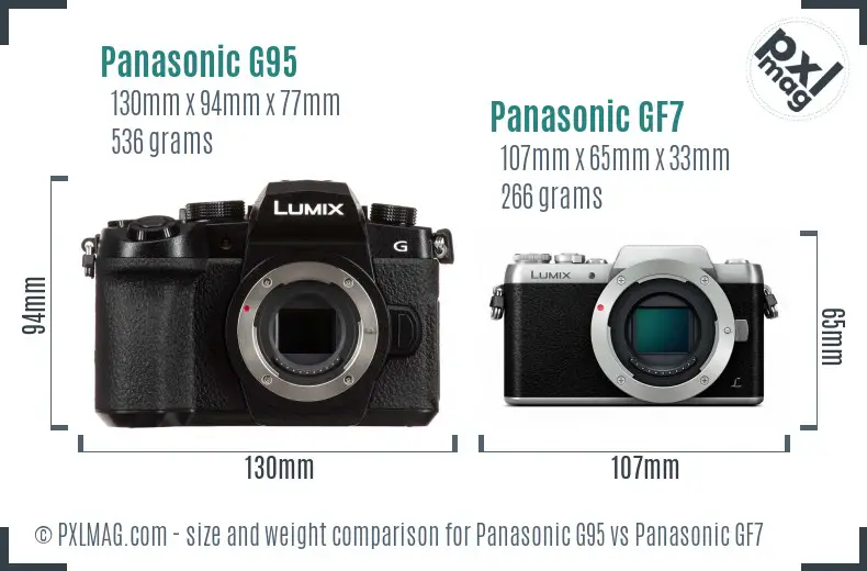 Panasonic G95 vs Panasonic GF7 size comparison