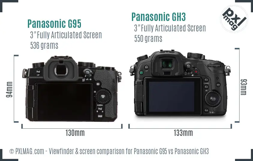 Panasonic G95 vs Panasonic GH3 Screen and Viewfinder comparison