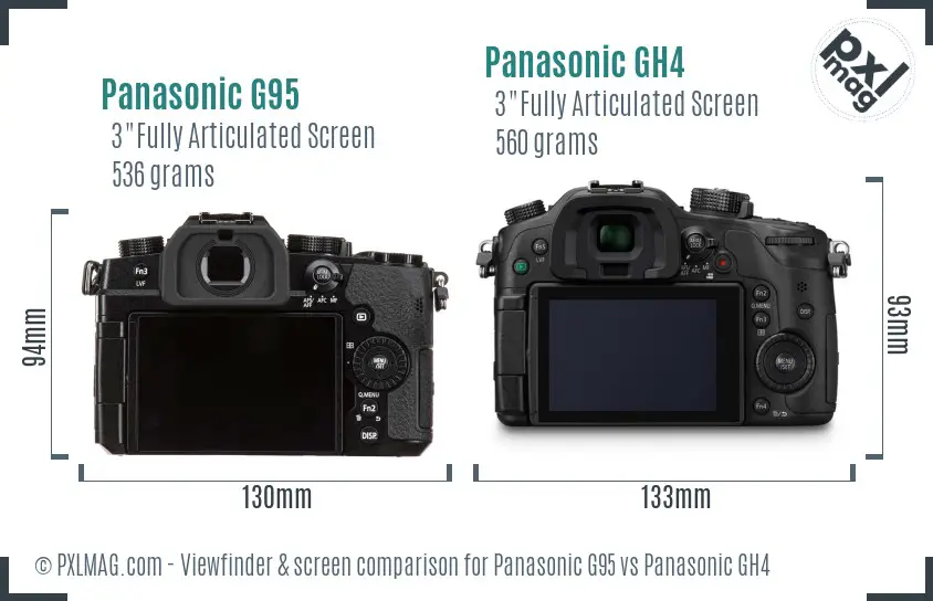 Panasonic G95 vs Panasonic GH4 Screen and Viewfinder comparison