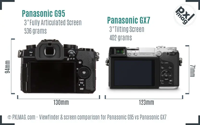 Panasonic G95 vs Panasonic GX7 Screen and Viewfinder comparison