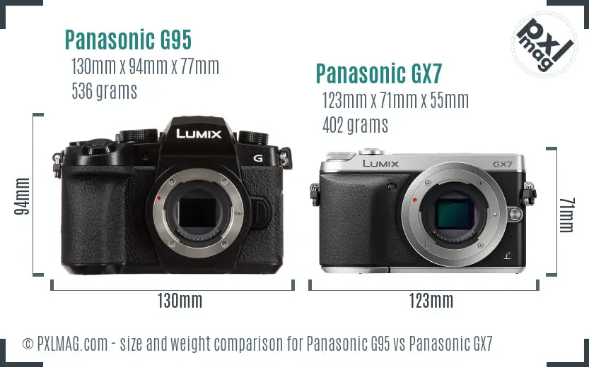 Panasonic G95 vs Panasonic GX7 size comparison