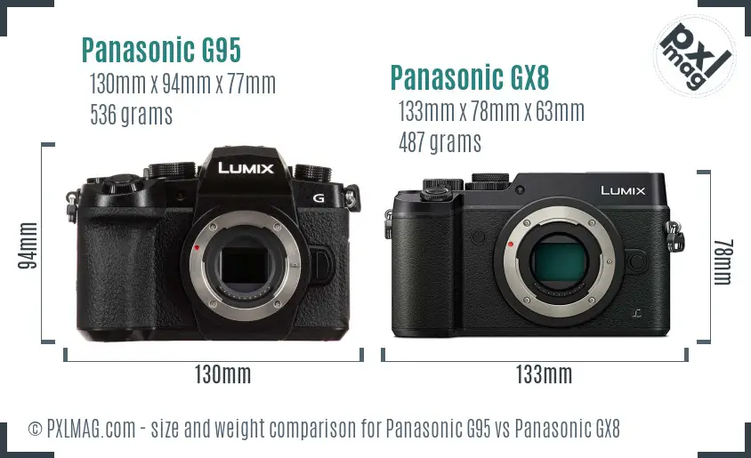 Panasonic G95 vs Panasonic GX8 size comparison