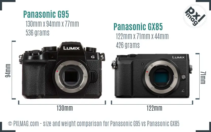 Panasonic G95 vs Panasonic GX85 size comparison