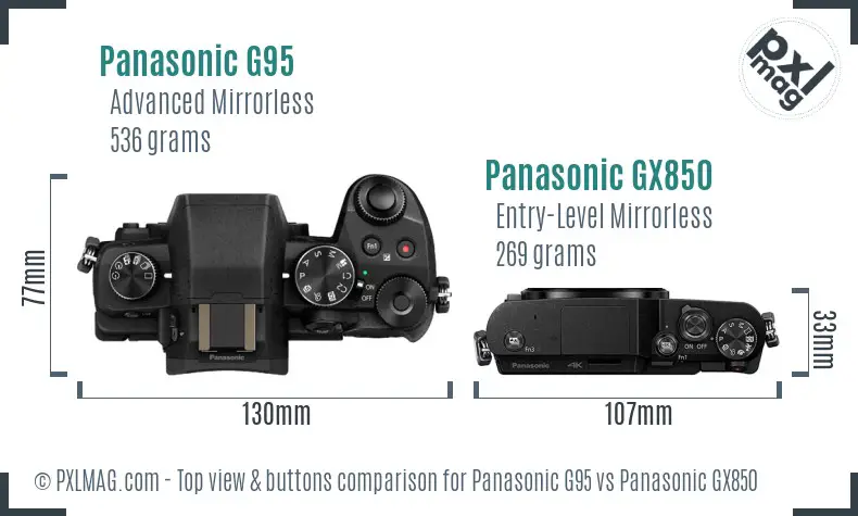 Panasonic G95 vs Panasonic GX850 top view buttons comparison