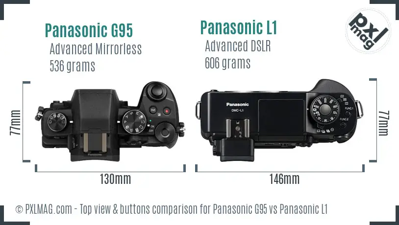 Panasonic G95 vs Panasonic L1 top view buttons comparison