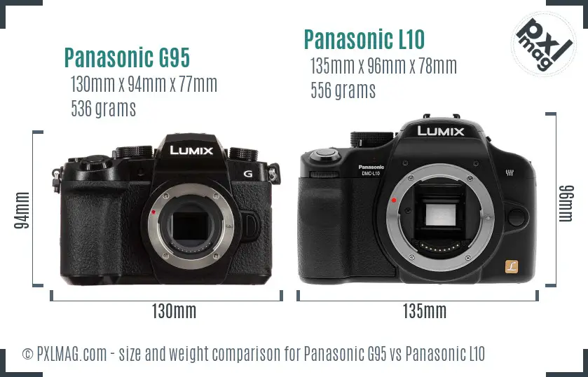 Panasonic G95 vs Panasonic L10 size comparison