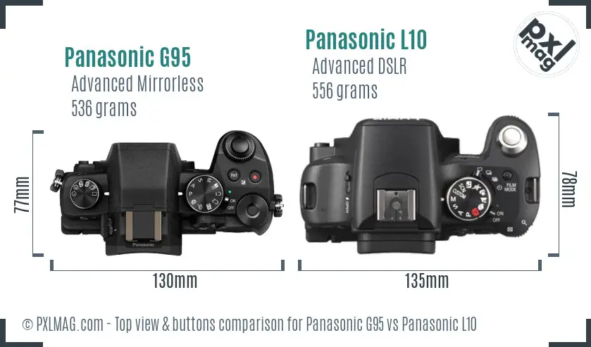 Panasonic G95 vs Panasonic L10 top view buttons comparison