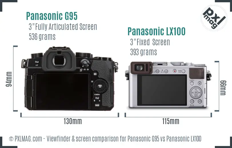 Panasonic G95 vs Panasonic LX100 Screen and Viewfinder comparison
