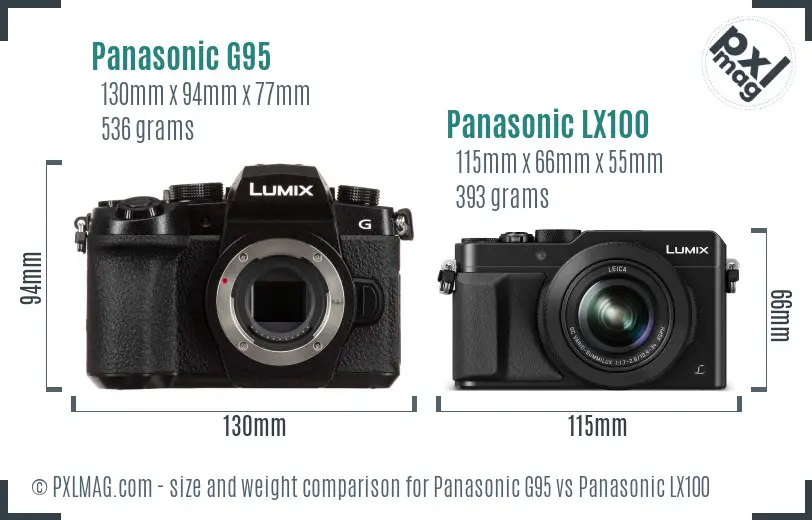 Panasonic G95 vs Panasonic LX100 size comparison