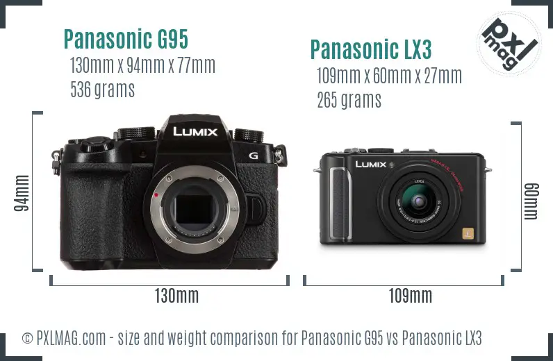 Panasonic G95 vs Panasonic LX3 size comparison