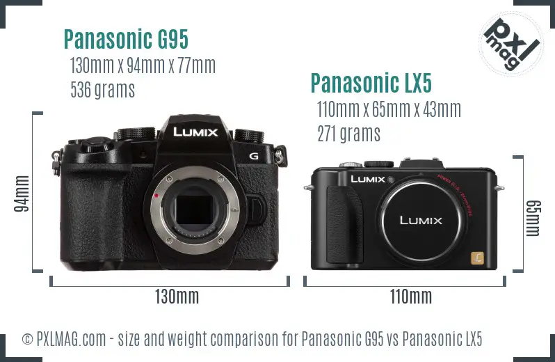 Panasonic G95 vs Panasonic LX5 size comparison