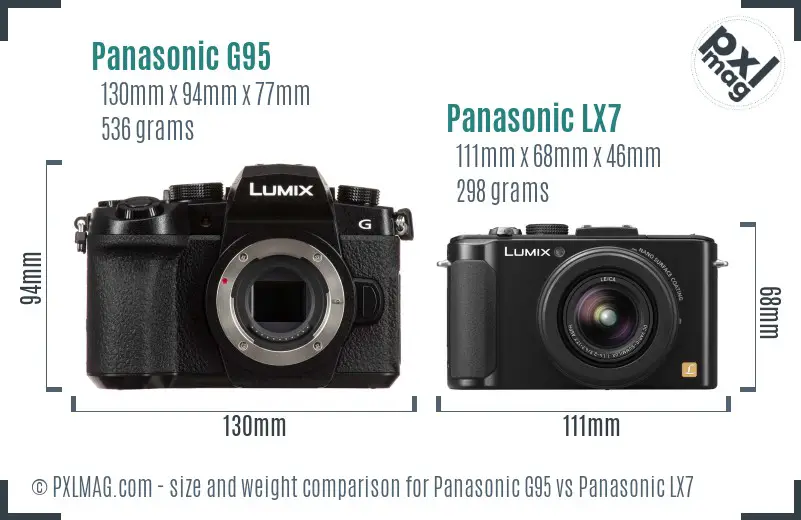 Panasonic G95 vs Panasonic LX7 size comparison