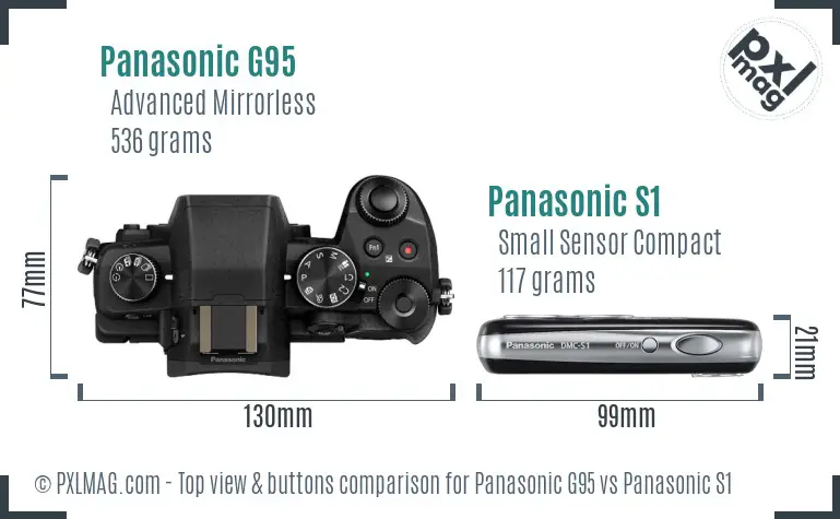 Panasonic G95 vs Panasonic S1 top view buttons comparison